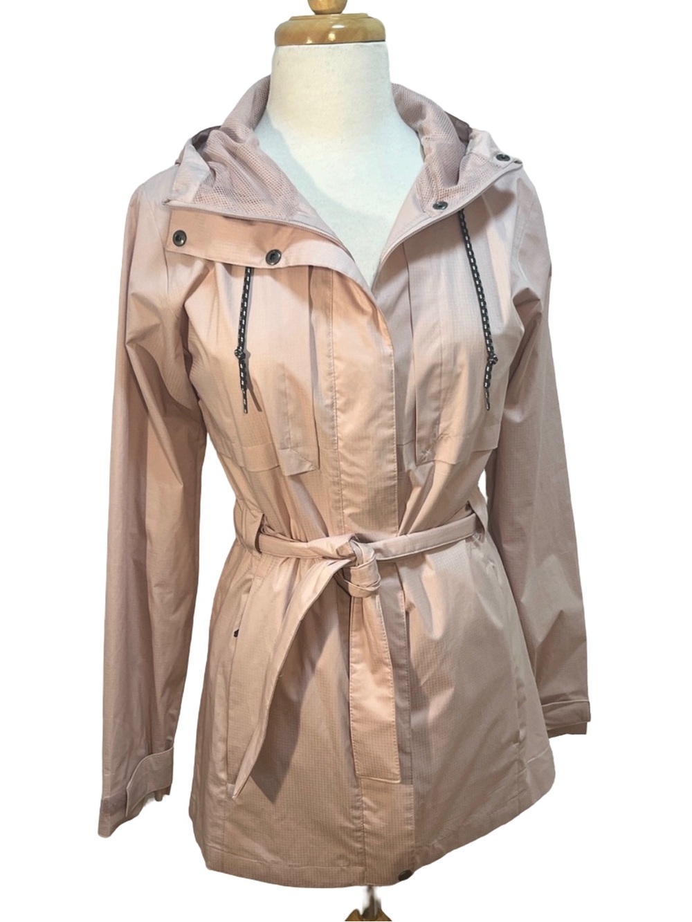NWOT Columbia Pardon My Trench Rain Jacket XS Pink Belted Hooded